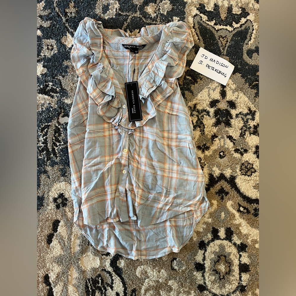 Veronica Beard Leina Shirt in Vapor Multi - Picture 2 of 3